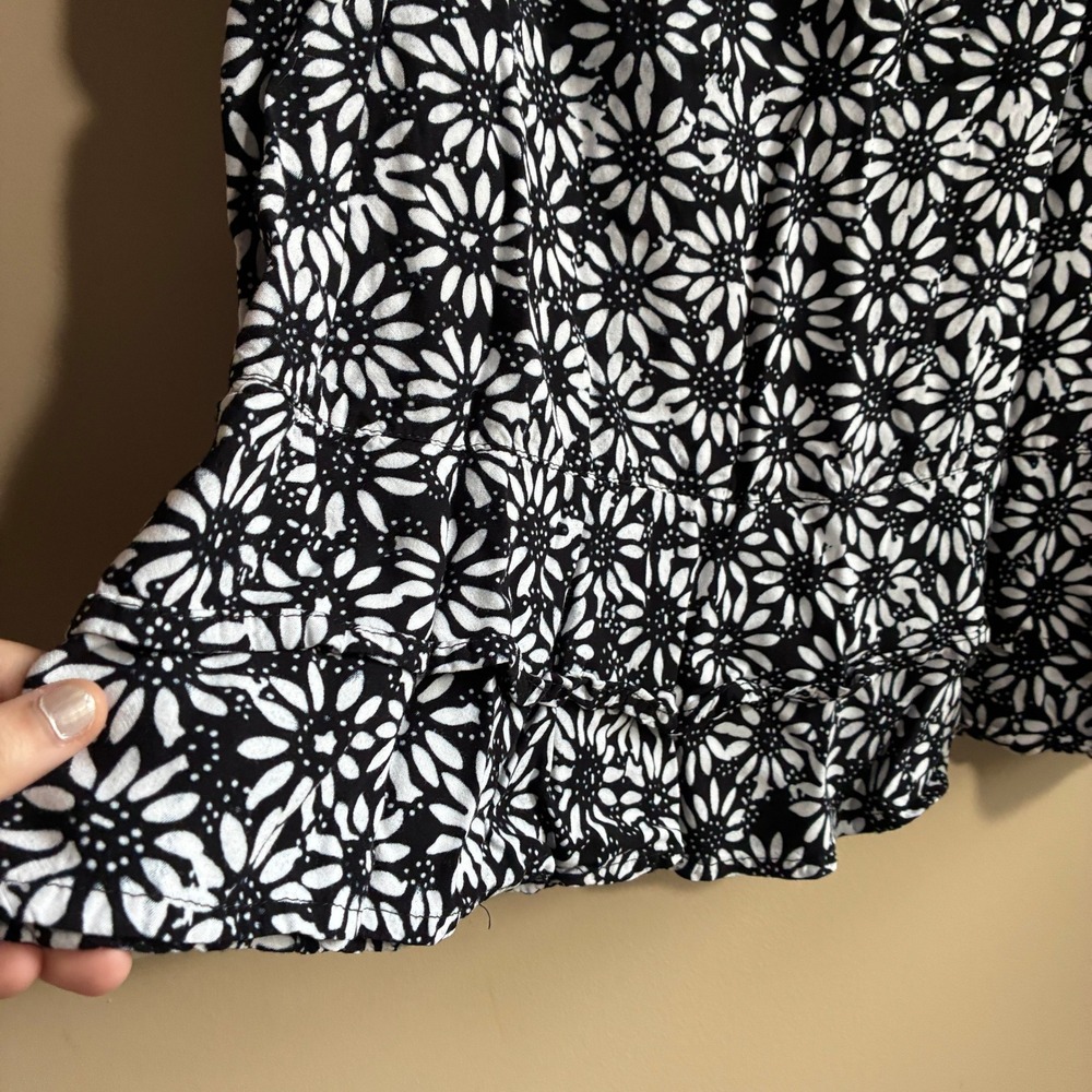 Nomadic Traders Floral Ruffle Hem Skirt XL Black White Womens Daisy Print - Picture 2 of 5